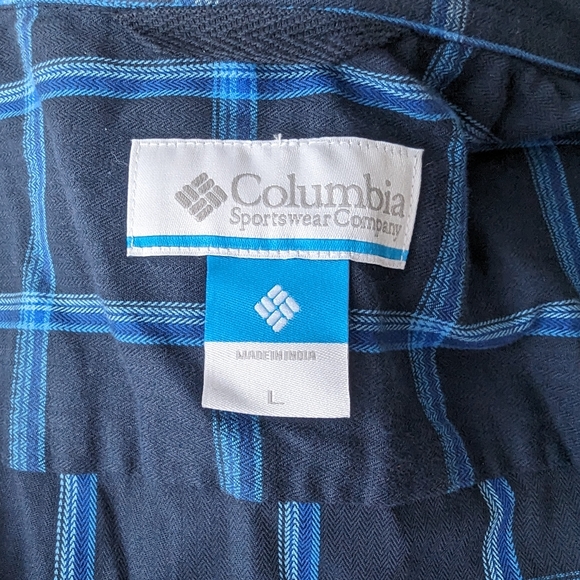 Columbia Plaid Button Down Blue Large - Picture 6 of 6